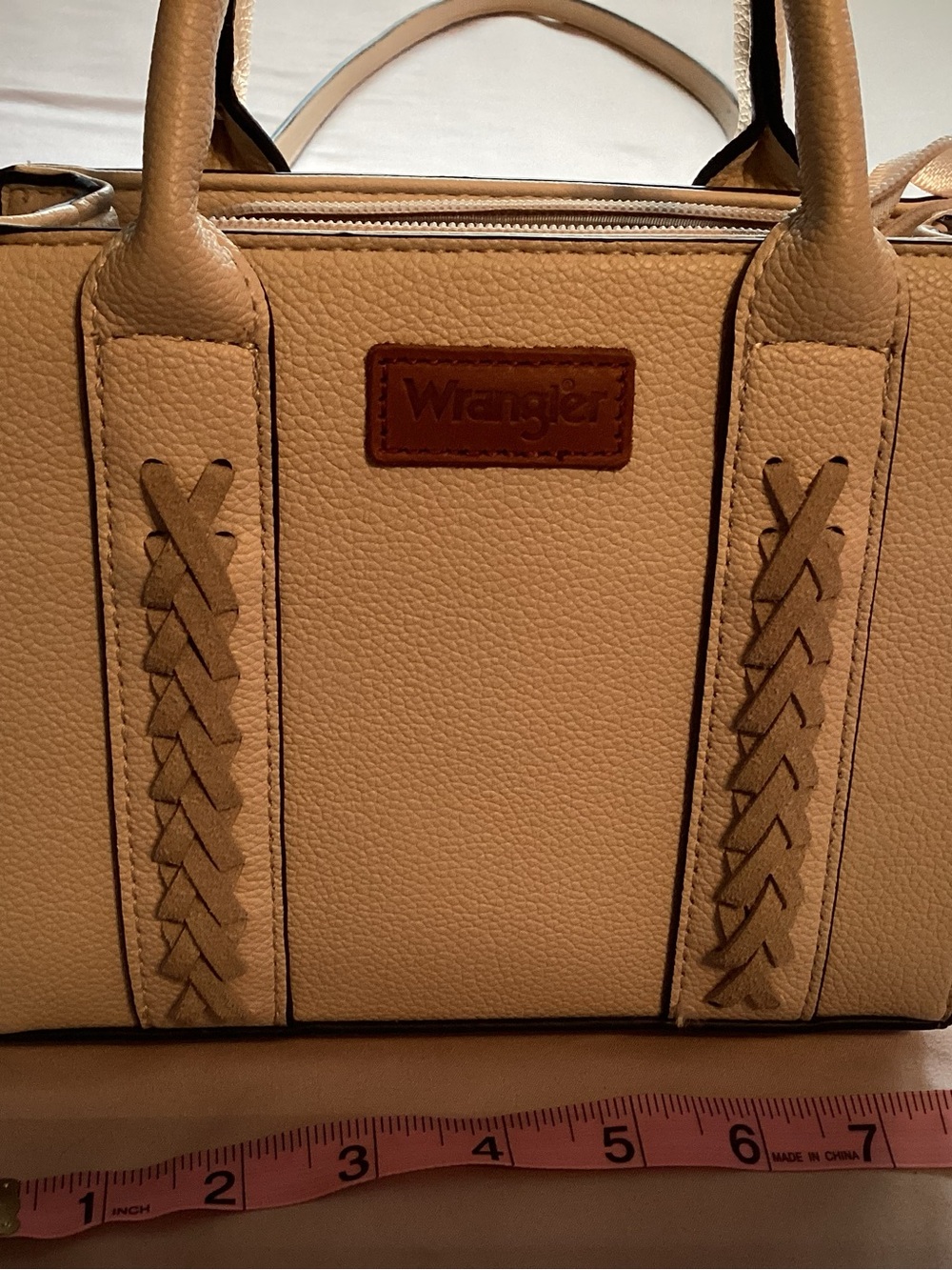 Wrangler Tan Braided-Trim Satchel